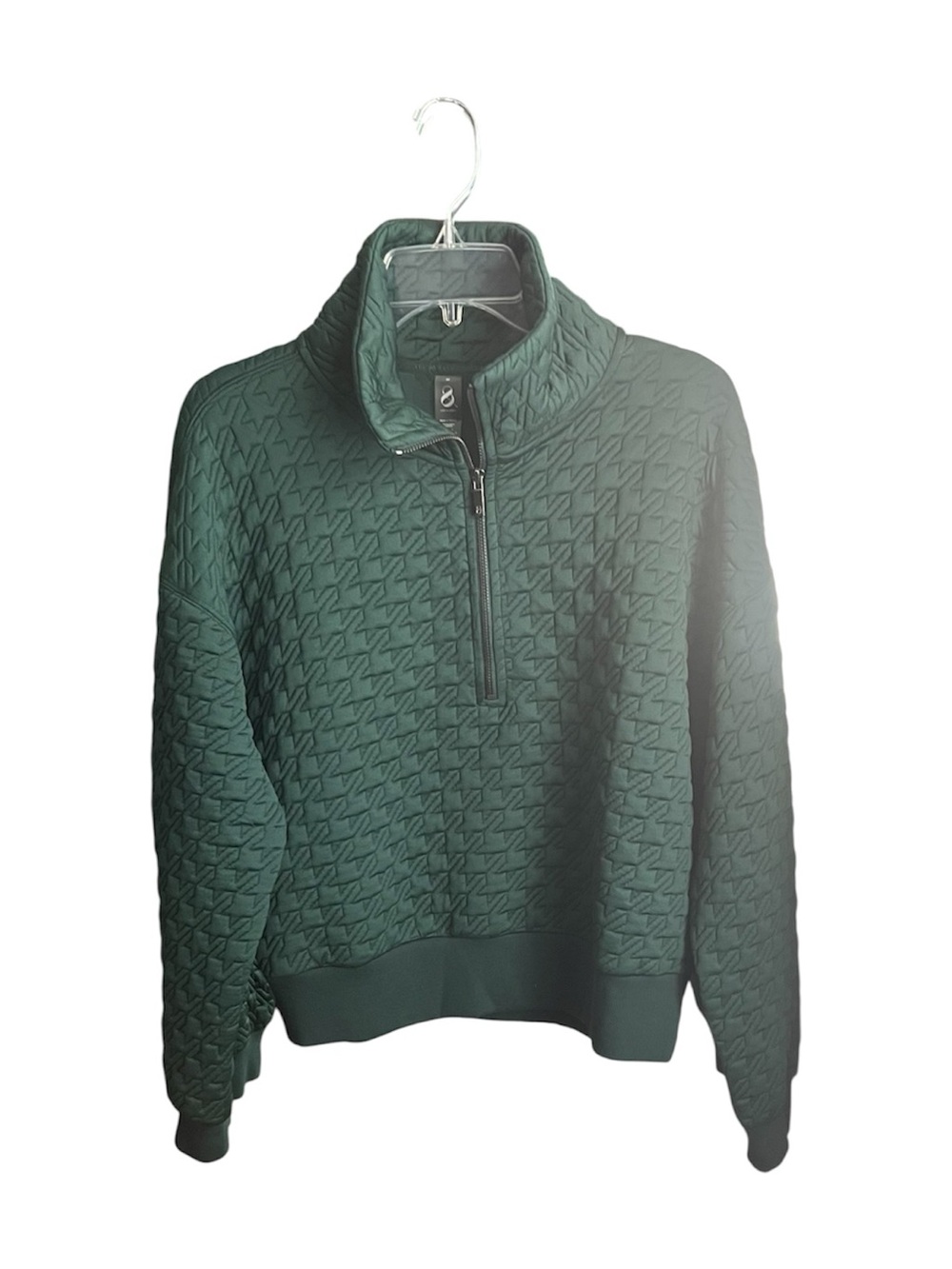 Lou & Grey Quilted Mock Neck Pullover - Forest Green